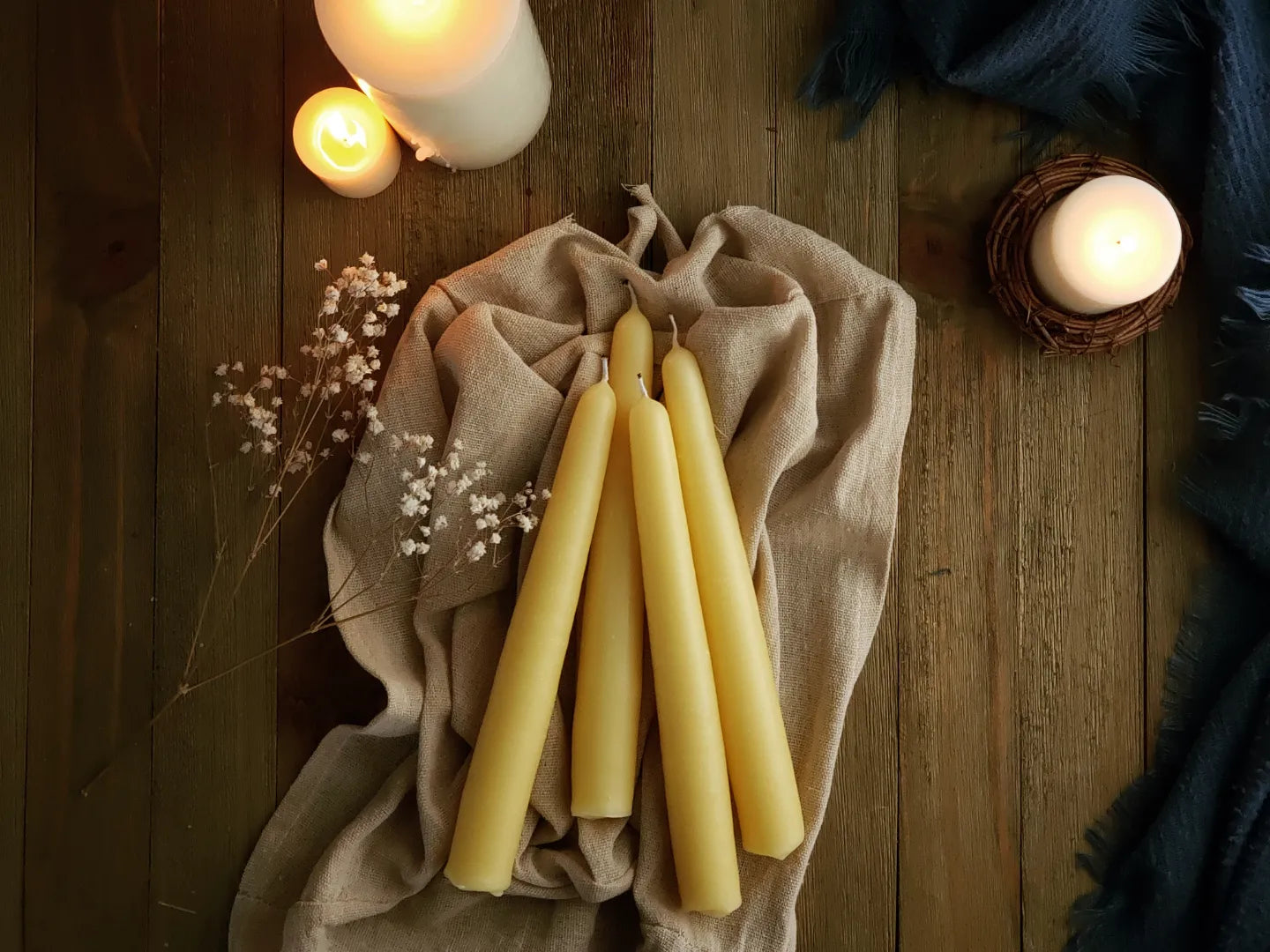 Beeswax taper candles 8½"